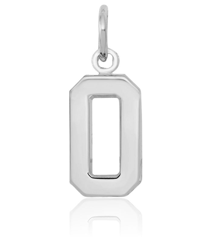14K Solid White Gold Number 0 Necklace Chain Pendant Charm