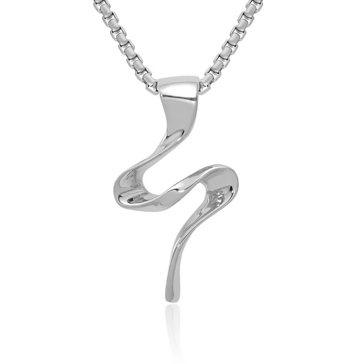 14K Solid White Gold Cubetto Omega Snake Slide Chain Necklace Pendant Charm