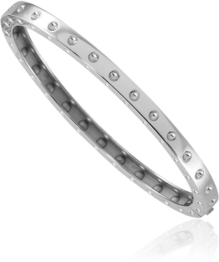 14K Solid White Gold Oval 4.7mm Bangle Bracelet