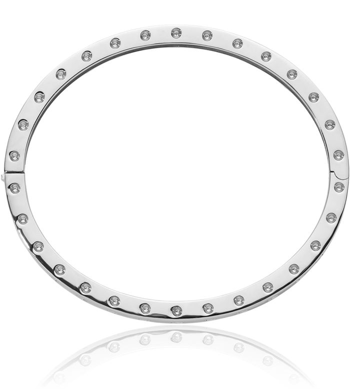 14K Solid White Gold Oval 4.7mm Bangle Bracelet