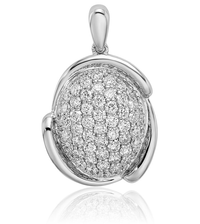 14K Solid White Gold Oval Diamond Necklace Chain Pendant Charm