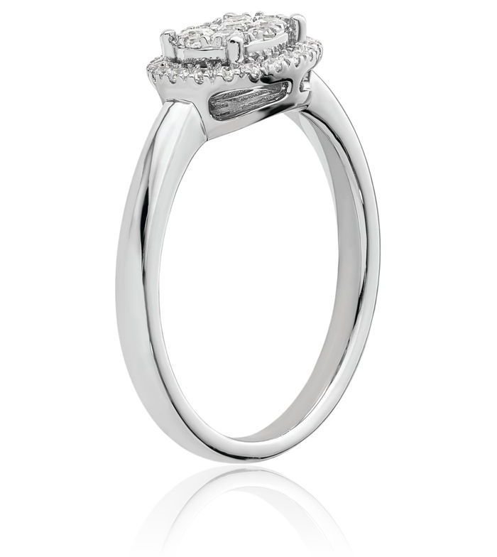 14K Solid White Gold Oval Halo Diamond Engagement Ring