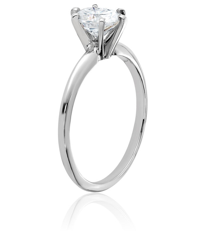 14K Solid White Gold Oval Moissanite Solitaire Engagement Ring