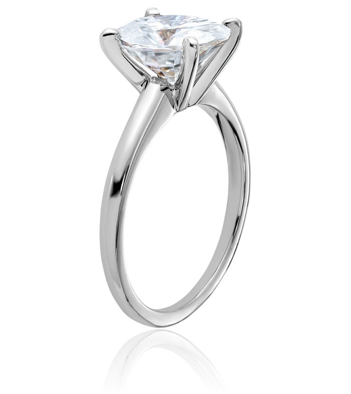 14K Solid White Gold Oval Moissanite Solitaire Engagement Ring