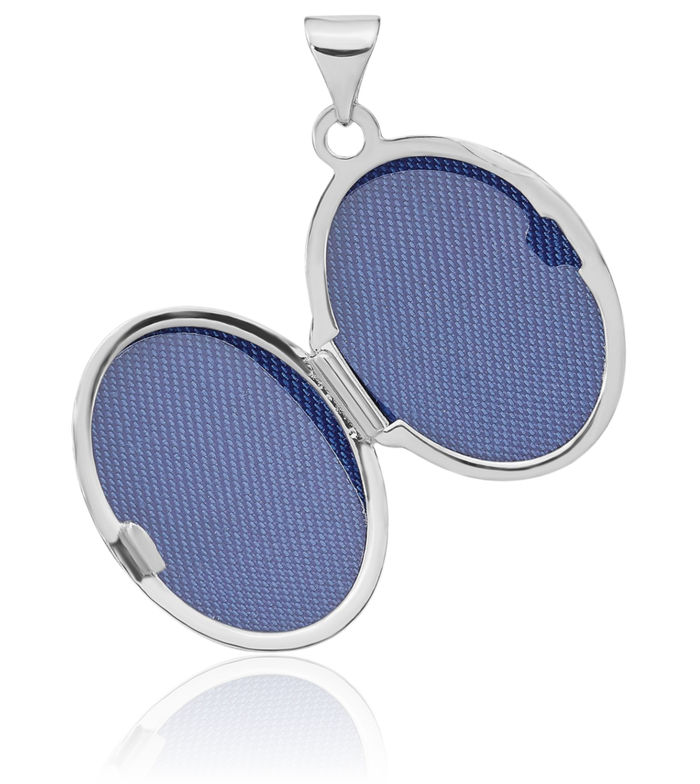 14K Solid White Gold Oval Personalized Photo Locket Necklace Picture Pendant Charm