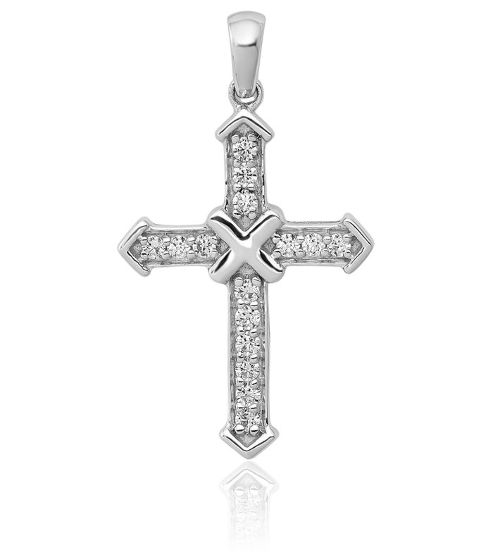 14K Solid White Gold Passion Lab Diamond Holy Cross Necklace Religious Chain Pendant Jesus Christ Charm