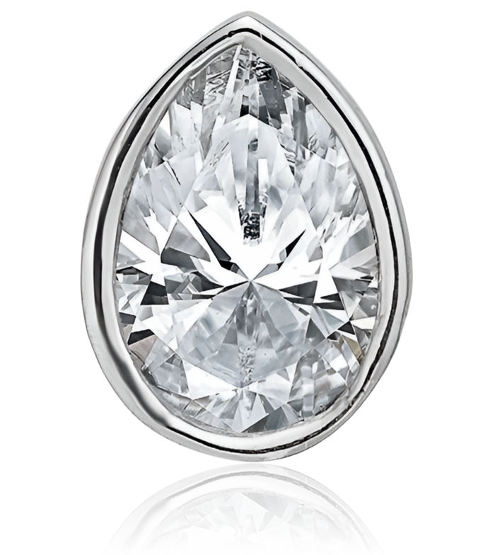 14K Solid White Gold Pear Moissanite Floating Chain Slide Pendant Necklace Charm