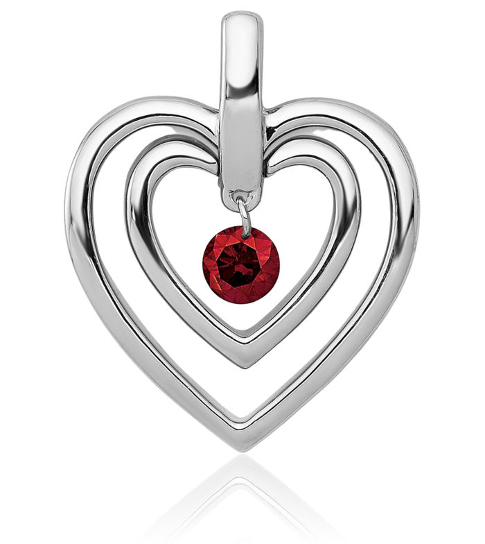 14K Solid White Gold Red Diamond Double Heart Solitaire Necklace Chain Pendant Charm