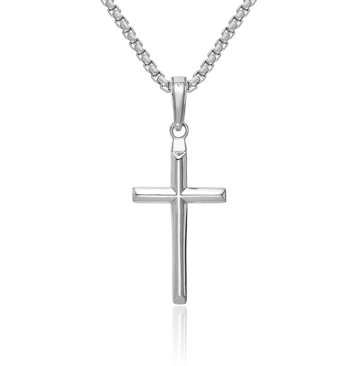 14K Solid White Gold Reversible Latin Mexican Holy Cross Necklace Religious Chain Pendant Jesus Christ Christian Charm