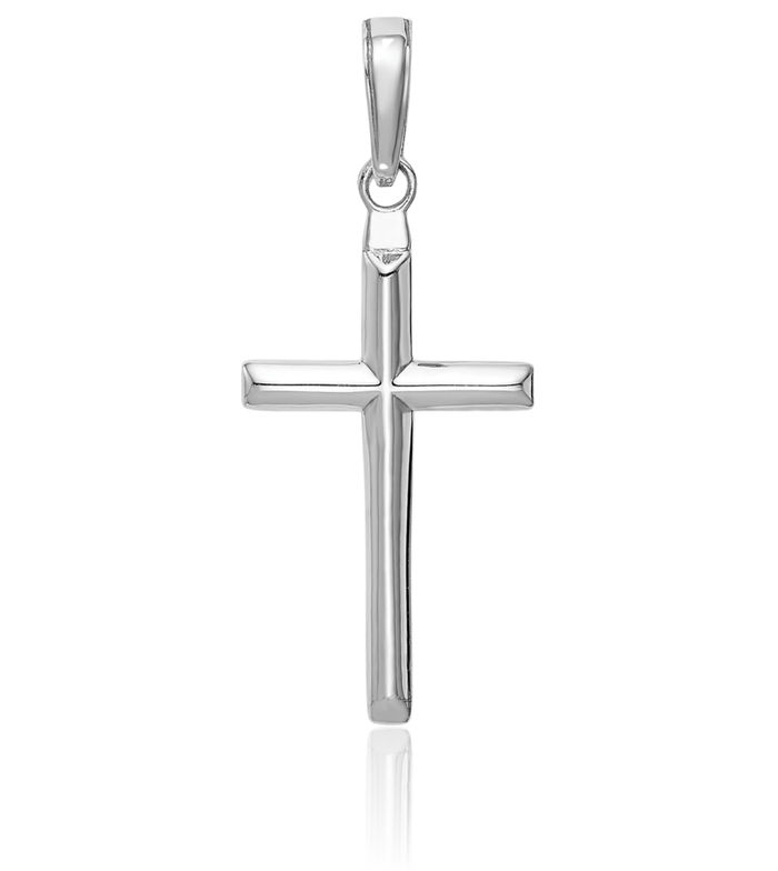 14K Solid White Gold Reversible Latin Mexican Holy Cross Necklace Religious Chain Pendant Jesus Christ Christian Charm