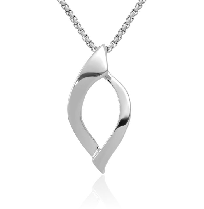 14K Solid White Gold Reversible Cubetto Omega Snake Slide Necklace Chain Pendant Charm