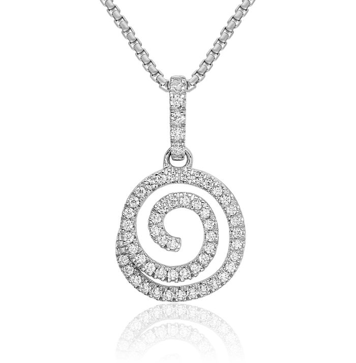 14K Solid White Gold Circle Round Diamond Necklace Chain Pendant Charm