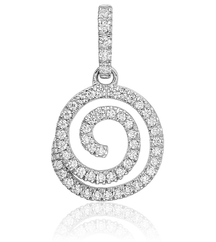 14K Solid White Gold Circle Round Diamond Necklace Chain Pendant Charm