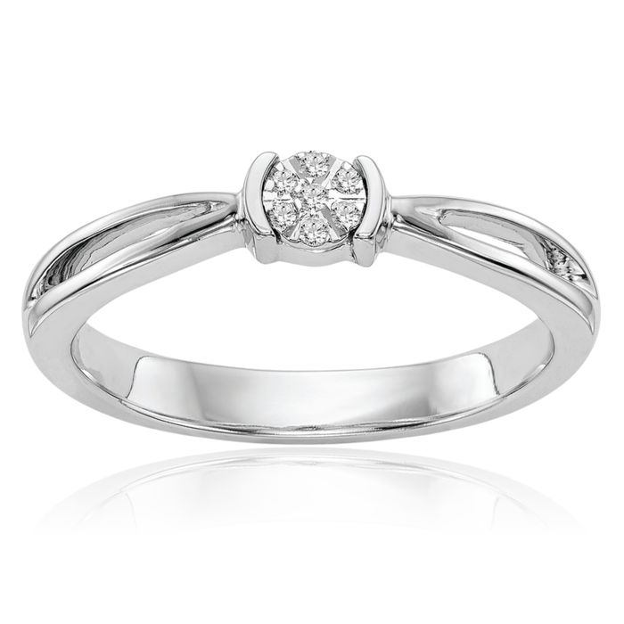 14K Solid White Gold Round Diamond Promise Ring Engagement Wedding Band Bridal Jewelry