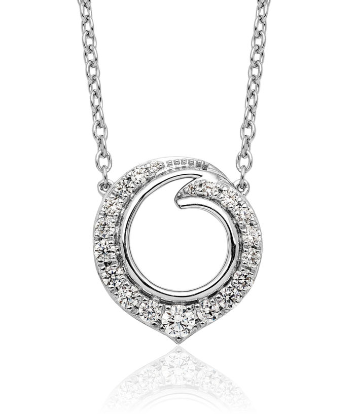 14K Solid White Gold Circle Round Geometric Diamond Necklace Chain