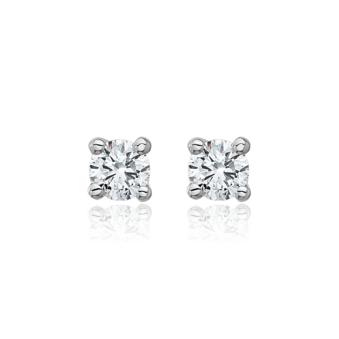 14K Solid White Gold Round Lab Diamond Screw Back Stud Earrings