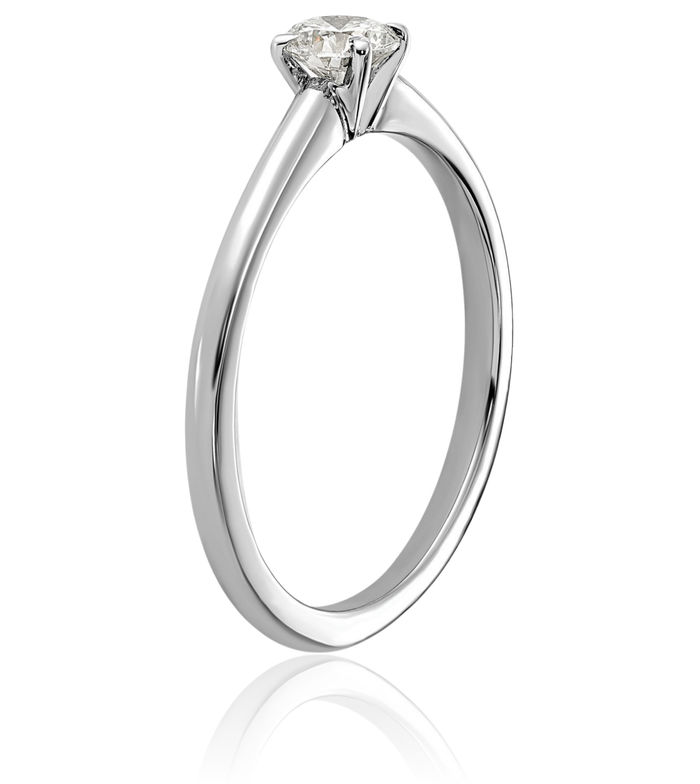 14K Solid White Gold Round Lab Diamond Solitaire Engagement Ring