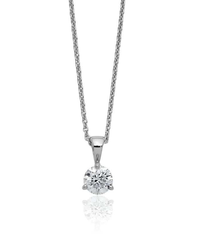 14K Solid White Gold Round Lab Diamond Solitaire Necklace Chain Pendant Charm