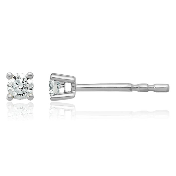 14K Solid White Gold Round Lab Diamond Stud Earrings