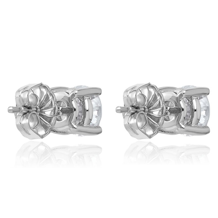 14K Solid White Gold Round Lab Diamond Stud Earrings