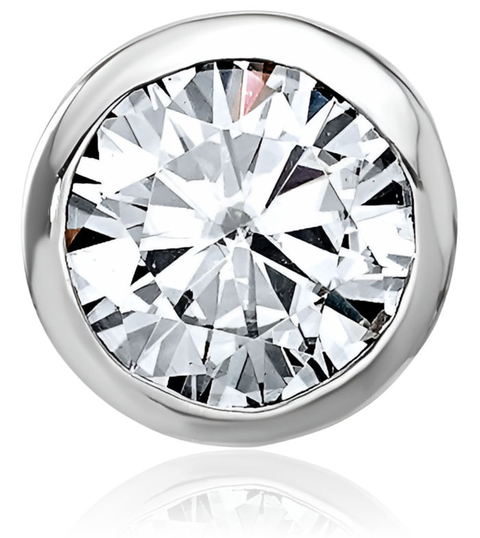 14K Solid White Gold Round Moissanite Floating Chain Slide Pendant Necklace Charm