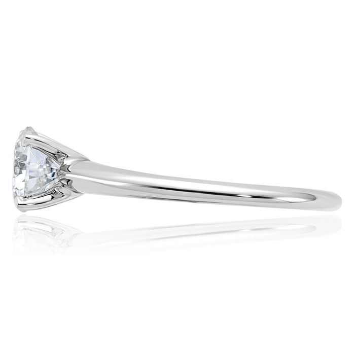 14K Solid White Gold Round Moissanite Solitaire Engagement Ring