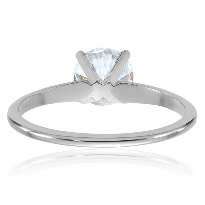 14K Solid White Gold Round Moissanite Solitaire Engagement Ring