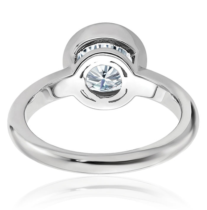 14K Solid White Gold Round Moissanite Solitaire Engagement Ring