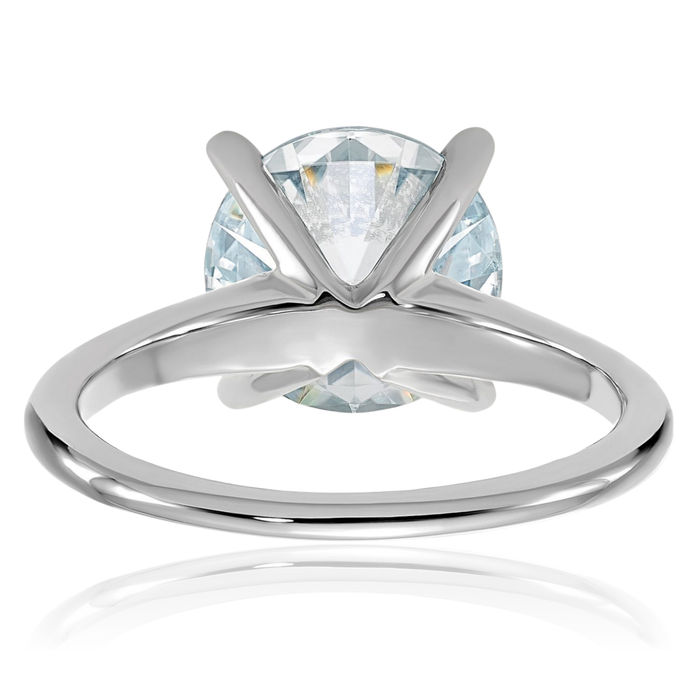 14K Solid White Gold Round Moissanite Solitaire Engagement Ring