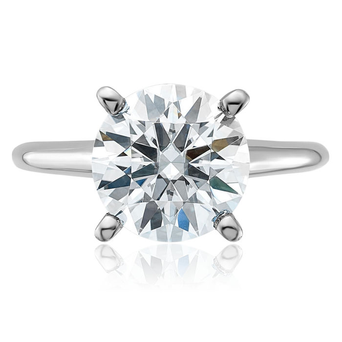 14K Solid White Gold Round Moissanite Solitaire Engagement Ring