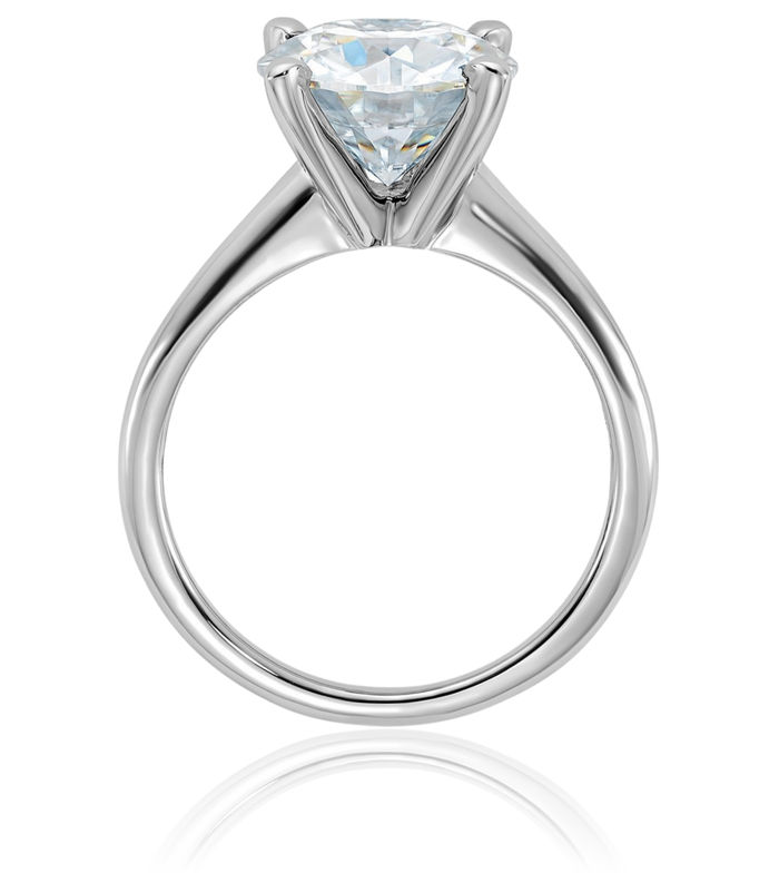 14K Solid White Gold Round Moissanite Solitaire Engagement Ring