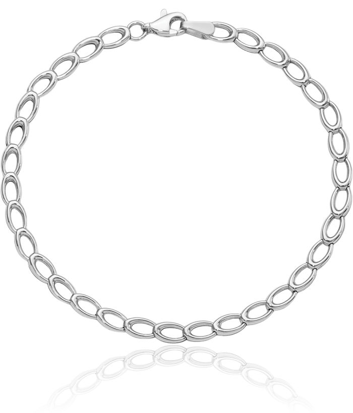 14K Solid White Gold Single Link Chain Charm Bracelet