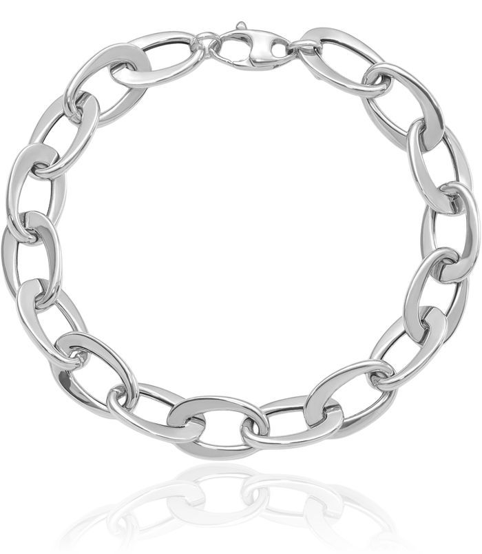 14K Solid White Gold Single Link Chain Charm Bracelet