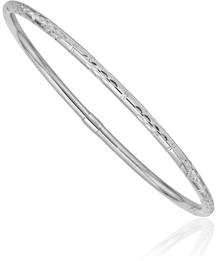 14K Solid White Gold Slip On Bangle Bracelet