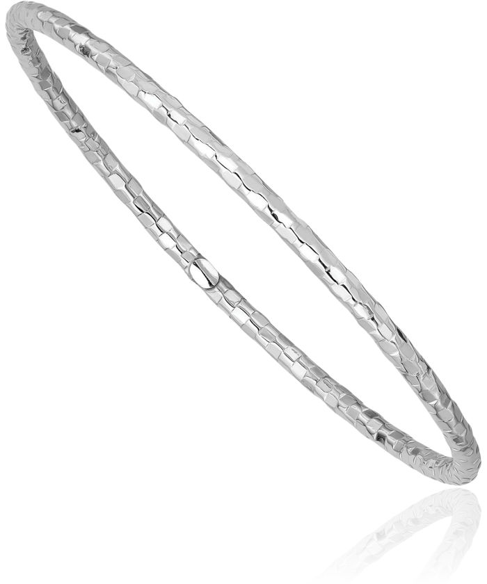 14K Solid White Gold Slip On Bangle Bracelet