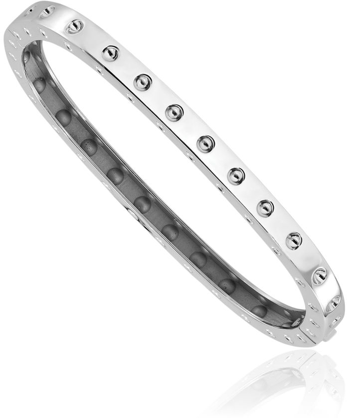 14K Solid White Gold Square 4.7mm Bangle Bracelet