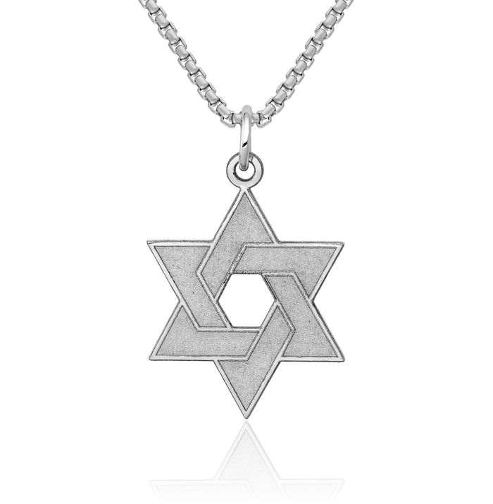 14K Solid White Gold Star of David Jewish Magen Necklace Judaica Religious Chain Pendant Israel Charm