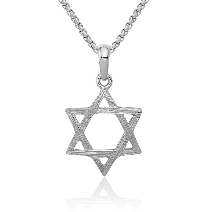 14K Solid White Gold Star of David Jewish Magen Necklace Judaica Religious Chain Pendant Israel Charm