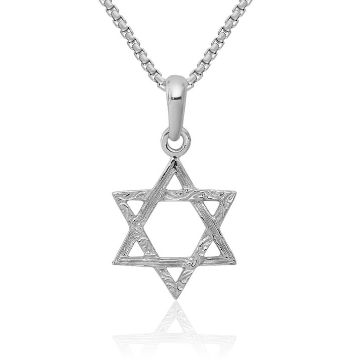 14K Solid White Gold Star of David Jewish Magen Necklace Judaica Religious Chain Pendant Israel Charm