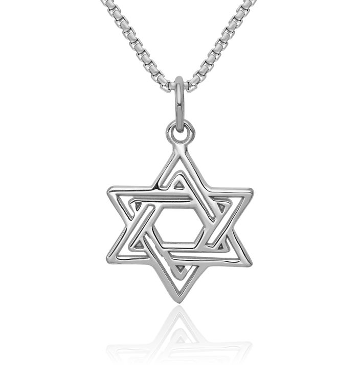 14K Solid White Gold Star of David Jewish Magen Necklace Judaica Religious Chain Pendant Israel Charm