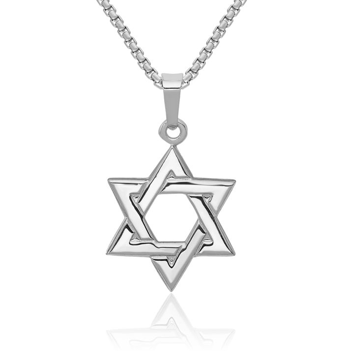 14K Solid White Gold Star of David Jewish Magen Necklace Judaica Religious Chain Pendant Israel Charm