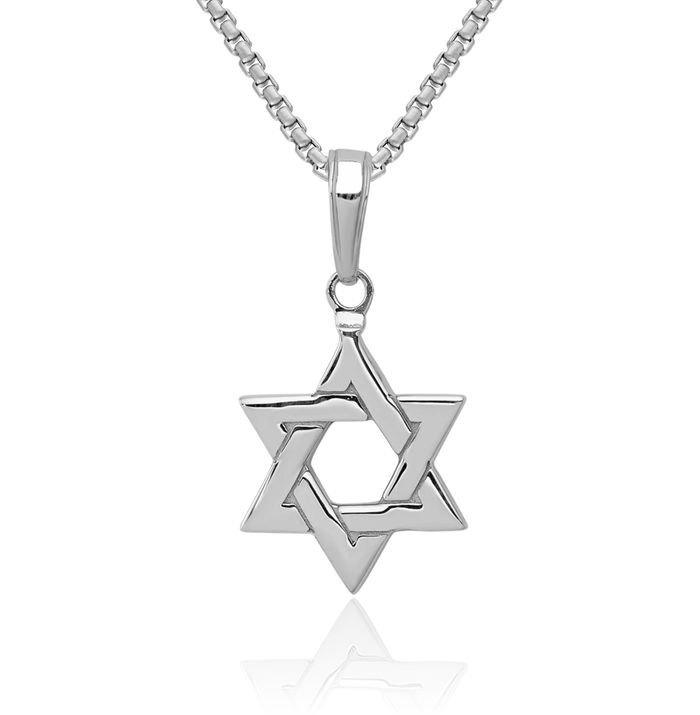 14K Solid White Gold Star of David Jewish Magen Necklace Judaica Religious Chain Pendant Israel Charm