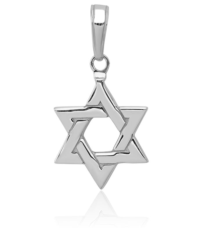 14K Solid White Gold Star of David Jewish Magen Necklace Judaica Religious Chain Pendant Israel Charm