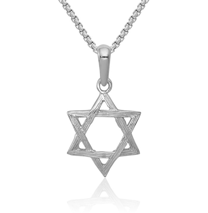 14K Solid White Gold Star of David Jewish Magen Necklace Judaica Religious Chain Pendant Israel Charm