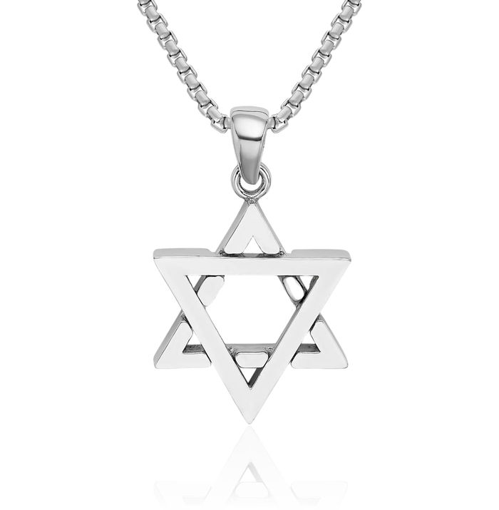 14K Solid White Gold Star of David Jewish Magen Necklace Judaica Religious Chain Pendant Israel Charm