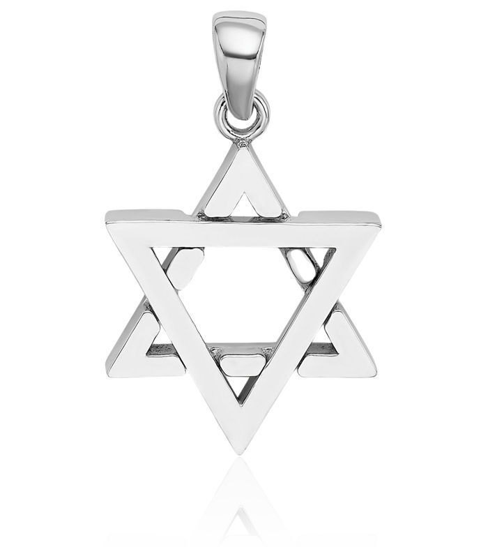 14K Solid White Gold Star of David Jewish Magen Necklace Judaica Religious Chain Pendant Israel Charm