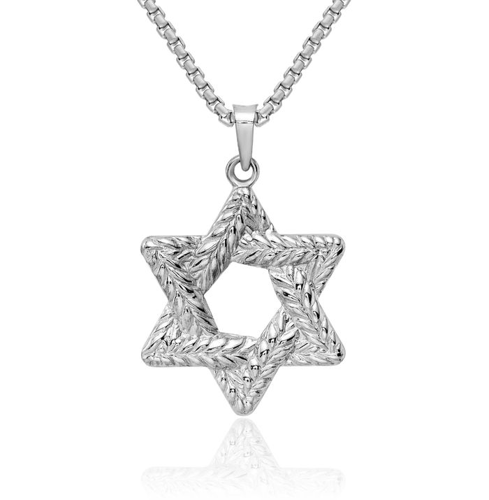 14K Solid White Gold Star of David Jewish Magen Necklace Judaica Religious Chain Pendant Israel Charm