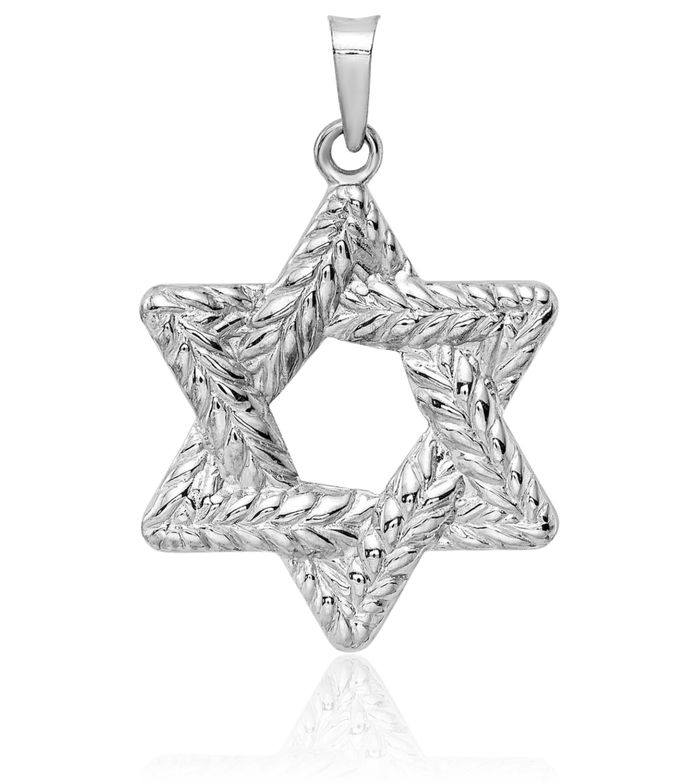 14K Solid White Gold Star of David Jewish Magen Necklace Judaica Religious Chain Pendant Israel Charm