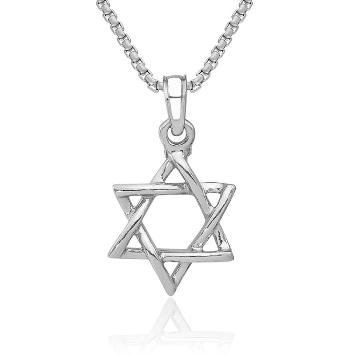 14K Solid White Gold Star of David Jewish Magen Necklace Judaica Religious Chain Pendant Israel Charm