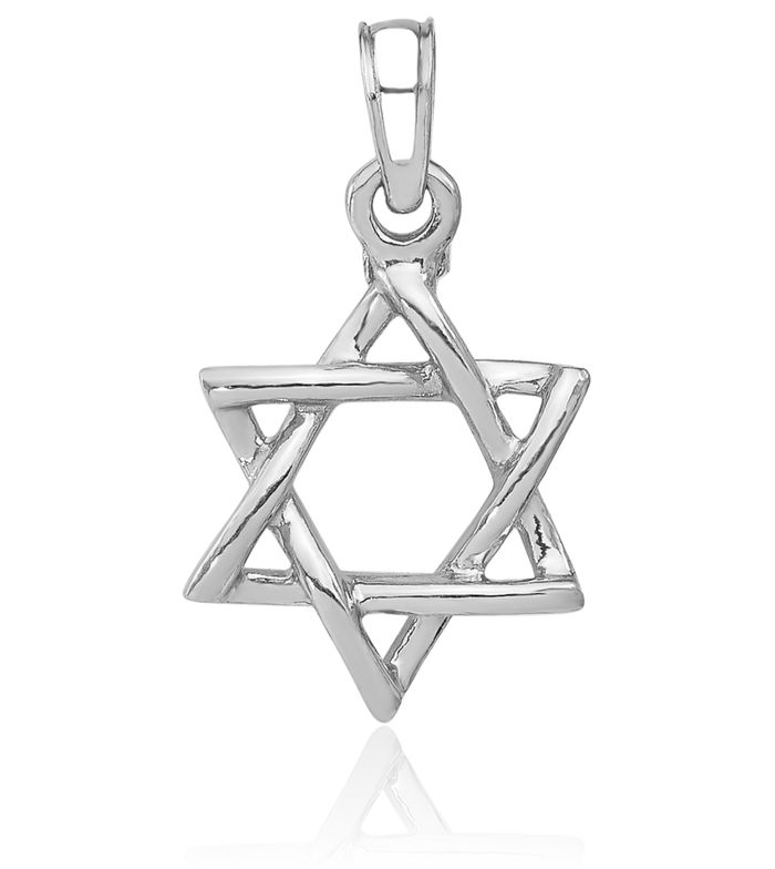 14K Solid White Gold Star of David Jewish Magen Necklace Judaica Religious Chain Pendant Israel Charm